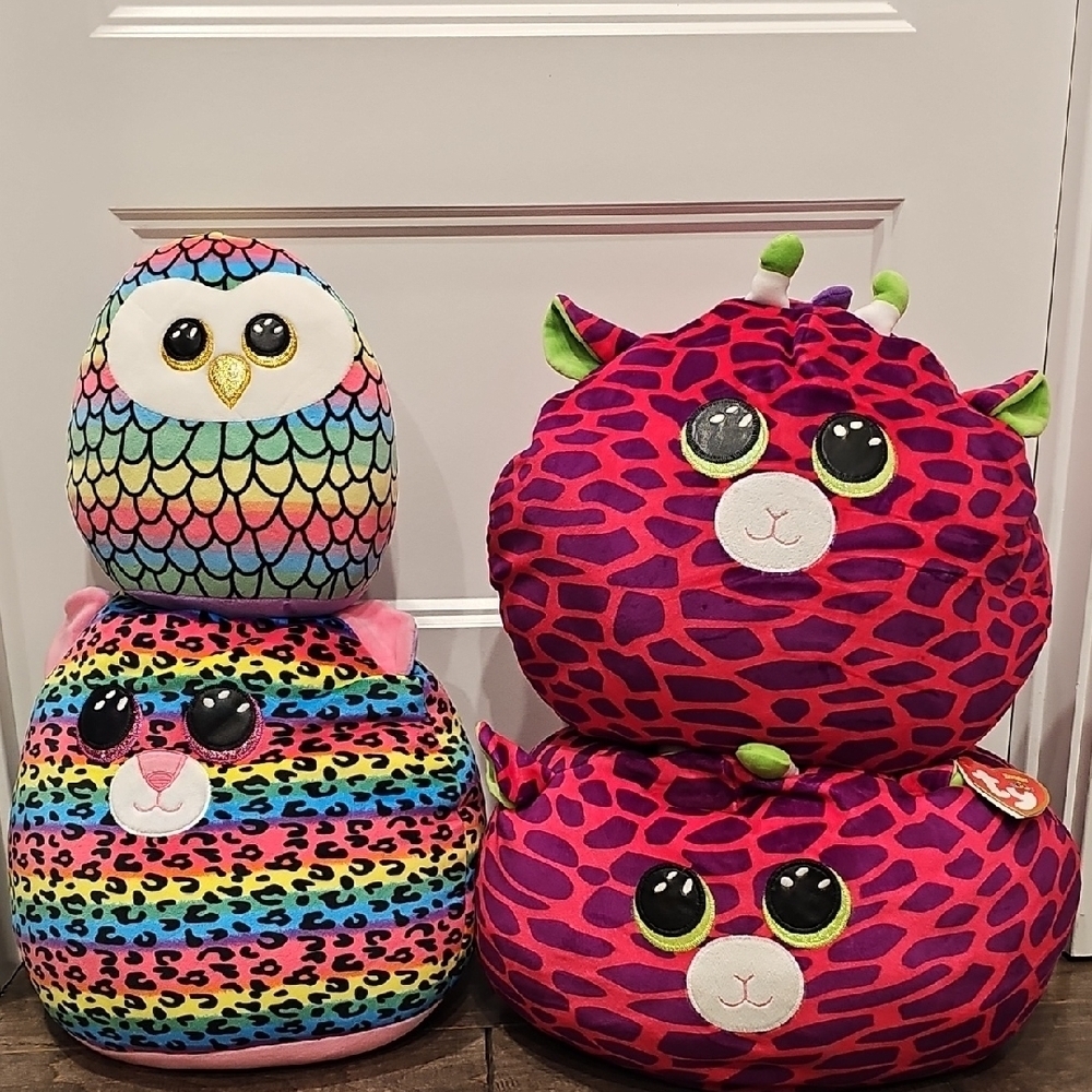 Four Ty Squish Plushies with One New Gilbert